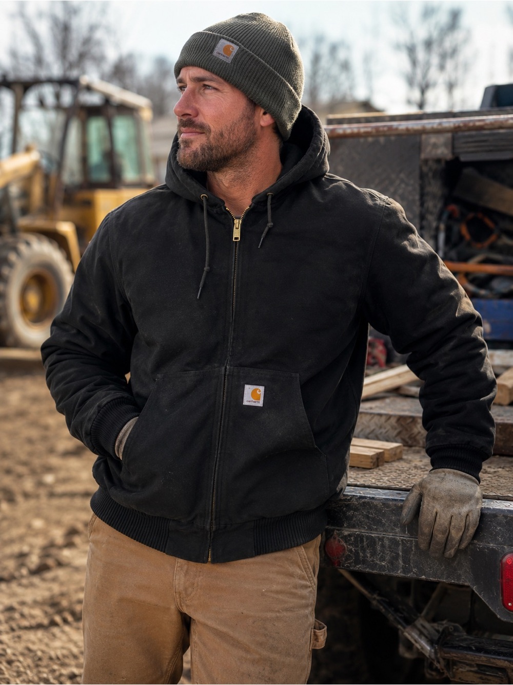 Carhartt Men's Black Active quilted Thermal-Lined Zip Jacket